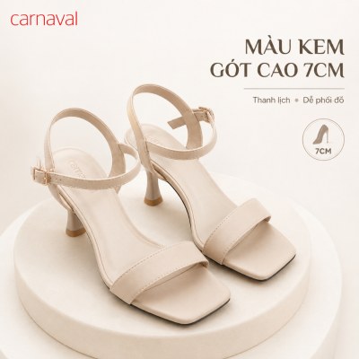 Sandal Cao Gót Nữ Cao 7cm Carnaval Quai Ngang Mũi Vuông, Quai Cổ Chân Thanh Lịch, Dễ Phối Đồ - VS227 - ảnh 11