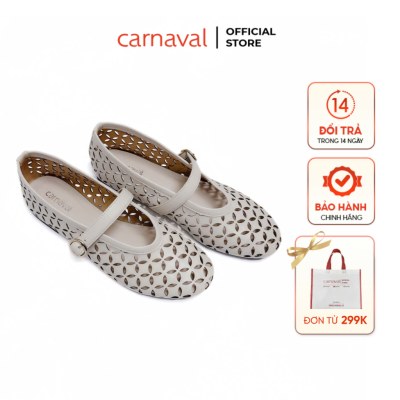 Giày Búp Bê Nữ Đế Bệt Quai Ngang Da Đục Lỗ Thoáng Khí, Phong Cách Vintage Carnaval - VS132 - ảnh 1