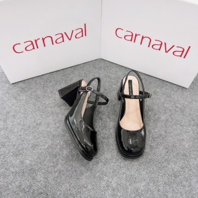Sandal cao gót nữ mũi vuông, gót vuông quai hậu cao 8cm cao cấp, siêu sang Carnaval - VS28 - ảnh 7