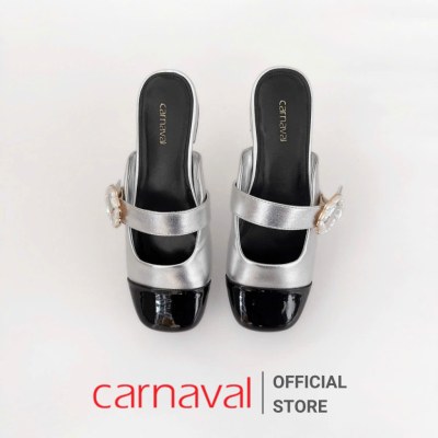 Dép Sục Nữ Carnaval Thiết Kế Quai Ngang Đính Hoa Siêu Xinh Kết Hợp Hai Màu - VS100 - ảnh 6