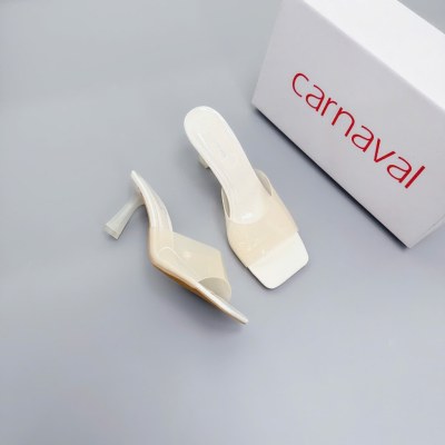 Dép Cao Gót Nữ Gót Mika 7cm Quai Trong Suốt Mũi Vuông Phong Cách Trẻ Trung Carnaval - VS128 - ảnh 8