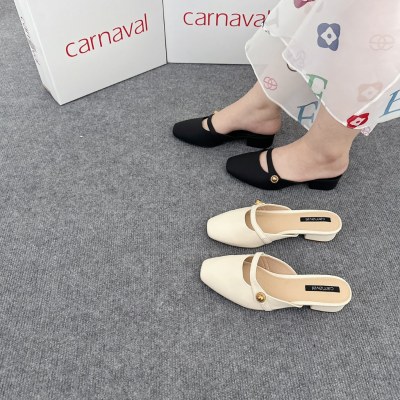 Dép sục nữ mũi vuông Carnaval gót vuông cao 3 phân - Nâng tầm phong cách - VS19 - ảnh 2