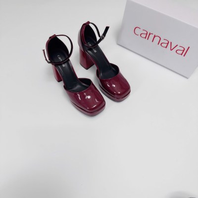 Giày Cao Gót Carnaval Quai Ngang Đế Vuông Cao 9cm Da Bóng Thiết Kế Thanh Lịch, Dễ Phối Đồ - VS115 - ảnh 10