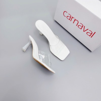 Dép Cao Gót Nữ Gót Mika 7cm Quai Trong Suốt Mũi Vuông Phong Cách Trẻ Trung Carnaval - VS128 - ảnh 9
