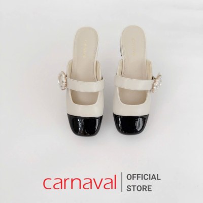 Dép Sục Nữ Carnaval Thiết Kế Quai Ngang Đính Hoa Siêu Xinh Kết Hợp Hai Màu - VS100 - ảnh 5