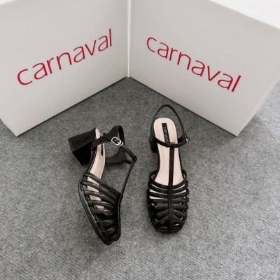 Sandal Dây Mũi tròn Rọ Miu Carnaval nhẹ nhàng Gót Vuông Cao 5cm, thanh lịch - VS09 - ảnh 11