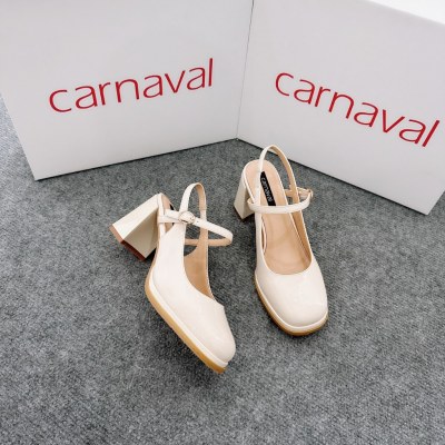 Sandal cao gót nữ mũi vuông, gót vuông quai hậu cao 8cm cao cấp, siêu sang Carnaval - VS28 - ảnh 10