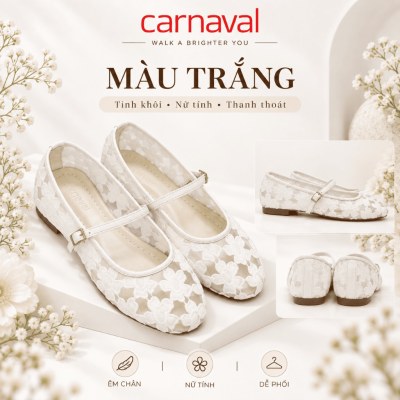 Giày Búp Bê Nữ Carnaval Mary Jane Ren Hoa Xuyên Thấu, Quai Ngang Khóa Kim Loại Thanh Lịch Vintage - VS230 - ảnh 5