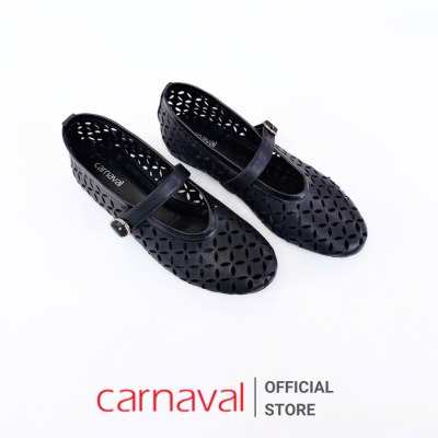 Giày Búp Bê Nữ Đế Bệt Quai Ngang Da Đục Lỗ Thoáng Khí, Phong Cách Vintage Carnaval - VS132 - ảnh 10