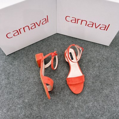 Giày sandal cao gót nữ Carnaval đế vuông 4 phân quai ngang bọc vải da cao cấp - VS22 - ảnh 5