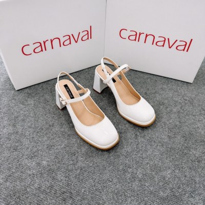 Sandal cao gót nữ mũi vuông, gót vuông quai hậu cao 8cm cao cấp, siêu sang Carnaval - VS28 - ảnh 5