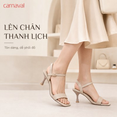 Sandal Cao Gót Nữ Cao 7cm Carnaval Quai Ngang Mũi Vuông, Quai Cổ Chân Thanh Lịch, Dễ Phối Đồ - VS227 - ảnh 8