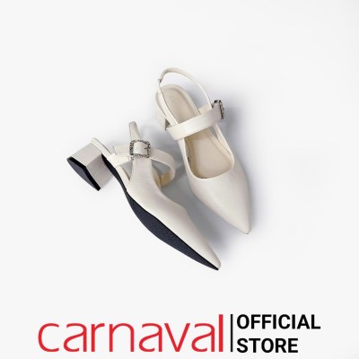 Giày Cao Gót Nữ Carnaval Mũi Nhọn Quai Ngang Gót Vuông 4cm Thanh Lịch - VS174 - ảnh 4