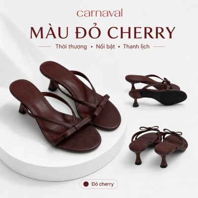 Dép Cao Gót Nữ Carnaval Quai Đính Nơ, Guốc Gót Cao 5cm Kiểu Thanh Lịch, Tối Giản - VS210 - ảnh 9