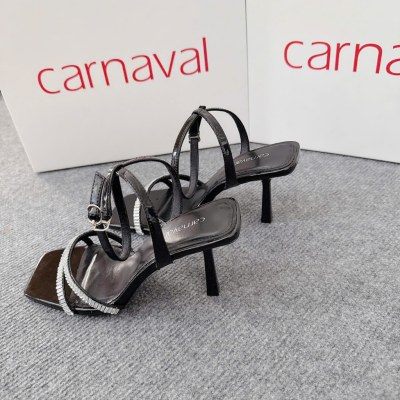 Giày Cao Gót Nữ Carnaval Mũi Vuông Gót Nhọn 9cm Quai Trang Trí Đá Sang Trọng Lấp Lánh - VS93 - ảnh 6