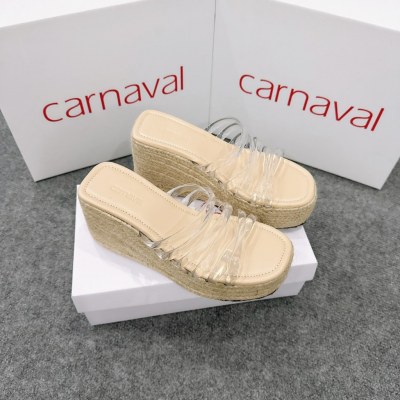 Dép xuồng đế cói quai dây chéo Carnaval cao 9 phân siêu xinh, siêu cao -VS10 - ảnh 9