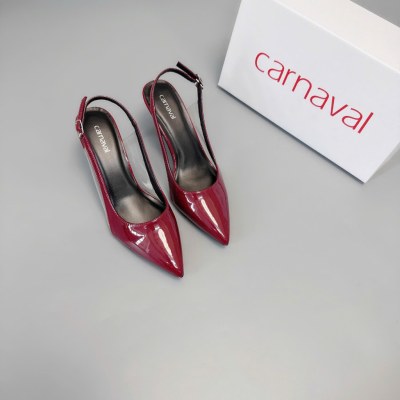 Giày Cao Gót 7cm Mũi Nhọn Carnaval Khuyên Eo Trong Suốt Da Bóng Siêu Sang - VS118 - ảnh 8