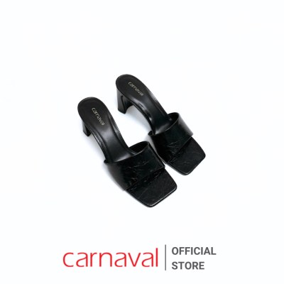 Dép Cao Gót Nữ Gót Vuông Cao 7cm Quai Ngang Da Bóng Nhăn Carnaval Phong Cách Hiện Đại - VS141 - ảnh 8