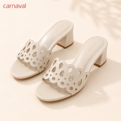 Dép Cao Gót Nữ Carnaval Quai Cắt Laser, Guốc Gót Vuông 5cm Thanh Lịch Êm Chân - VS214 - ảnh 7