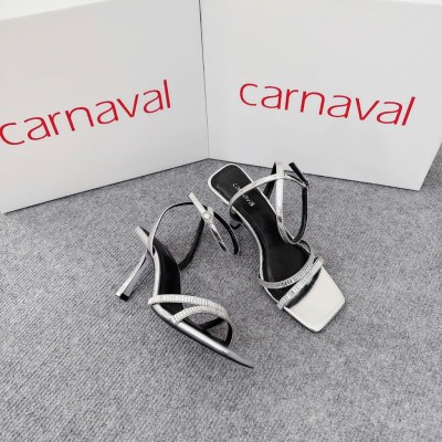 Giày Cao Gót Nữ Carnaval Mũi Vuông Gót Nhọn 9cm Quai Trang Trí Đá Sang Trọng Lấp Lánh - VS93 - ảnh 9