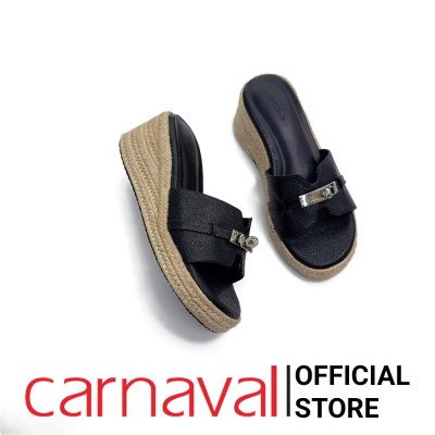 Dép Xuồng Đế Cói Carnaval Cao 7cm Quai Ngang Kèm Phụ Kiện Thời Trang Phong Cách Hàn Quốc - VS169 - ảnh 4