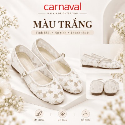 Giày Búp Bê Nữ Carnaval Mary Jane Ren Hoa Xuyên Thấu, Quai Ngang Khóa Kim Loại Thanh Lịch Vintage - VS230 - ảnh 13