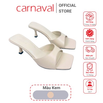 Dép Nữ Cao Gót 5p Carnaval Mũi Vuông, Quai Ngang Da Cao Cấp, Nâng Niềm Kiêu Hãnh Phái Đẹp - VS32 - ảnh 12
