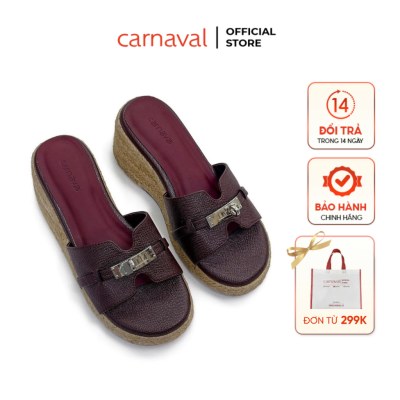 Dép Xuồng Đế Cói Carnaval Cao 7cm Quai Ngang Kèm Phụ Kiện Thời Trang Phong Cách Hàn Quốc - VS169 - ảnh 1