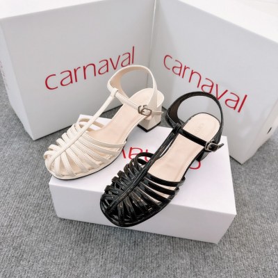 Sandal Dây Mũi tròn Rọ Miu Carnaval nhẹ nhàng Gót Vuông Cao 5cm, thanh lịch - VS09 - ảnh 6