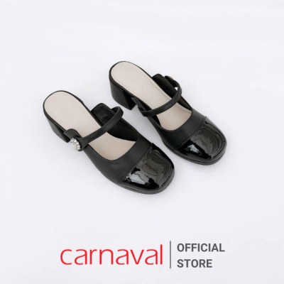Dép Sục Nữ Carnaval Đế Vuông Cao 3cm Có Quai Ngang Trang Trí Khóa Siêu Sang - VS98 - ảnh 2