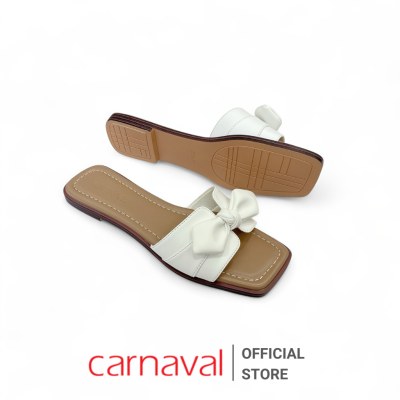 Dép Nữ Carnaval Đế Bệt Mũi Vuông Nơ To Bản Da Mềm Đi Làm, Đi Chơi, Du Lịch - VS183 - ảnh 3