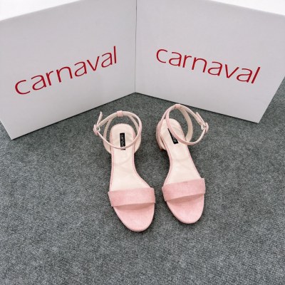 Giày sandal cao gót nữ Carnaval đế vuông 4 phân quai ngang bọc vải da cao cấp - VS22 - ảnh 12