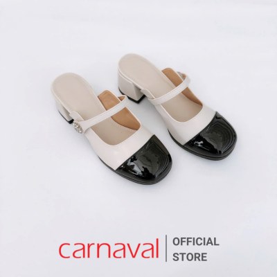 Dép Sục Nữ Carnaval Đế Vuông Cao 3cm Có Quai Ngang Trang Trí Khóa Siêu Sang - VS98 - ảnh 3